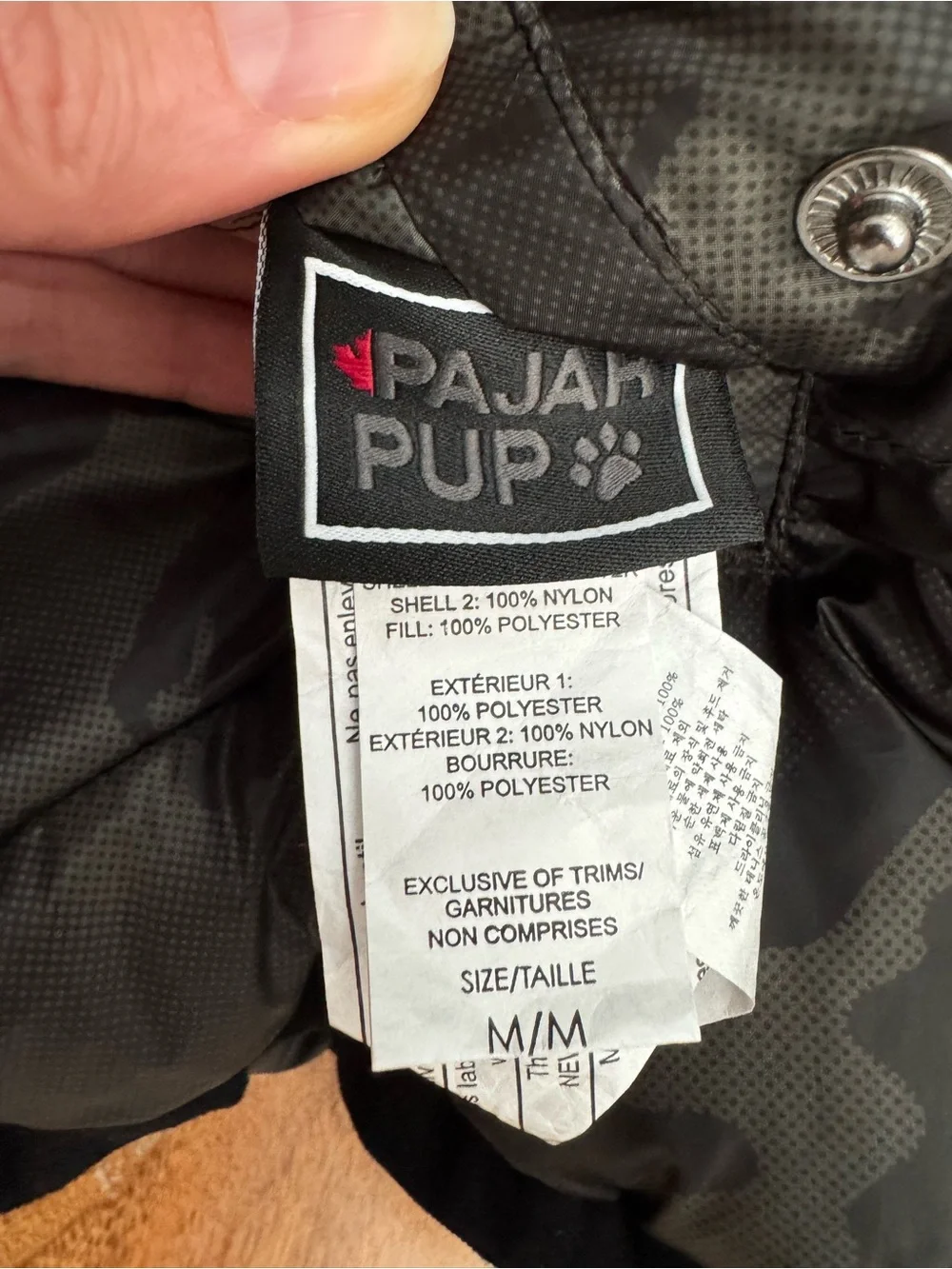 PAJAR CANADA PUP REVERSIBLE CAMOUFLAGE HOODED DOG PUFFER JACKET M
